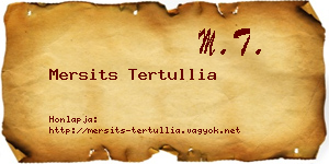 Mersits Tertullia névjegykártya